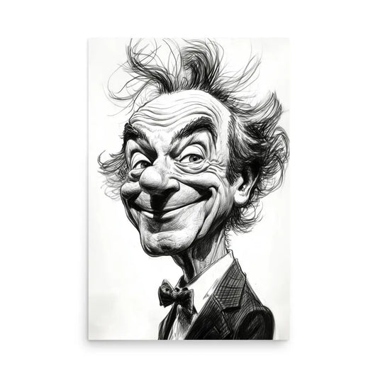 Caricature of Richard Feynman Poster - 24″×36″