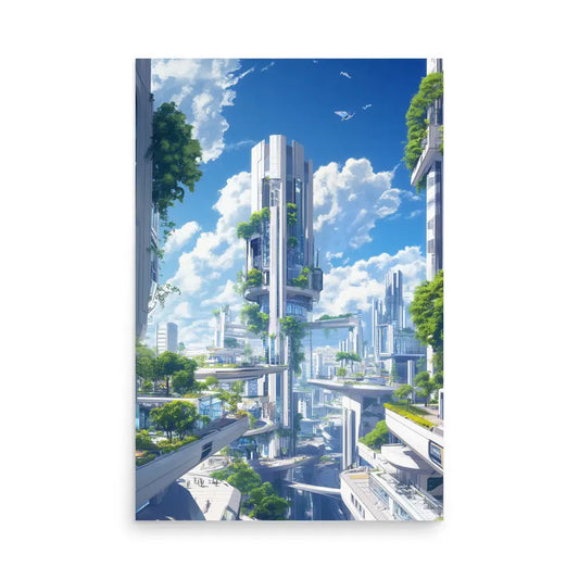 Panorama of Futuristic City Poster - Left Part of 3 - 24″×36″