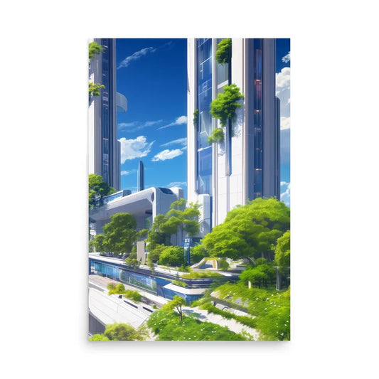 Panorama of Futuristic City Poster - Middle Part of 3 - 24″×36″