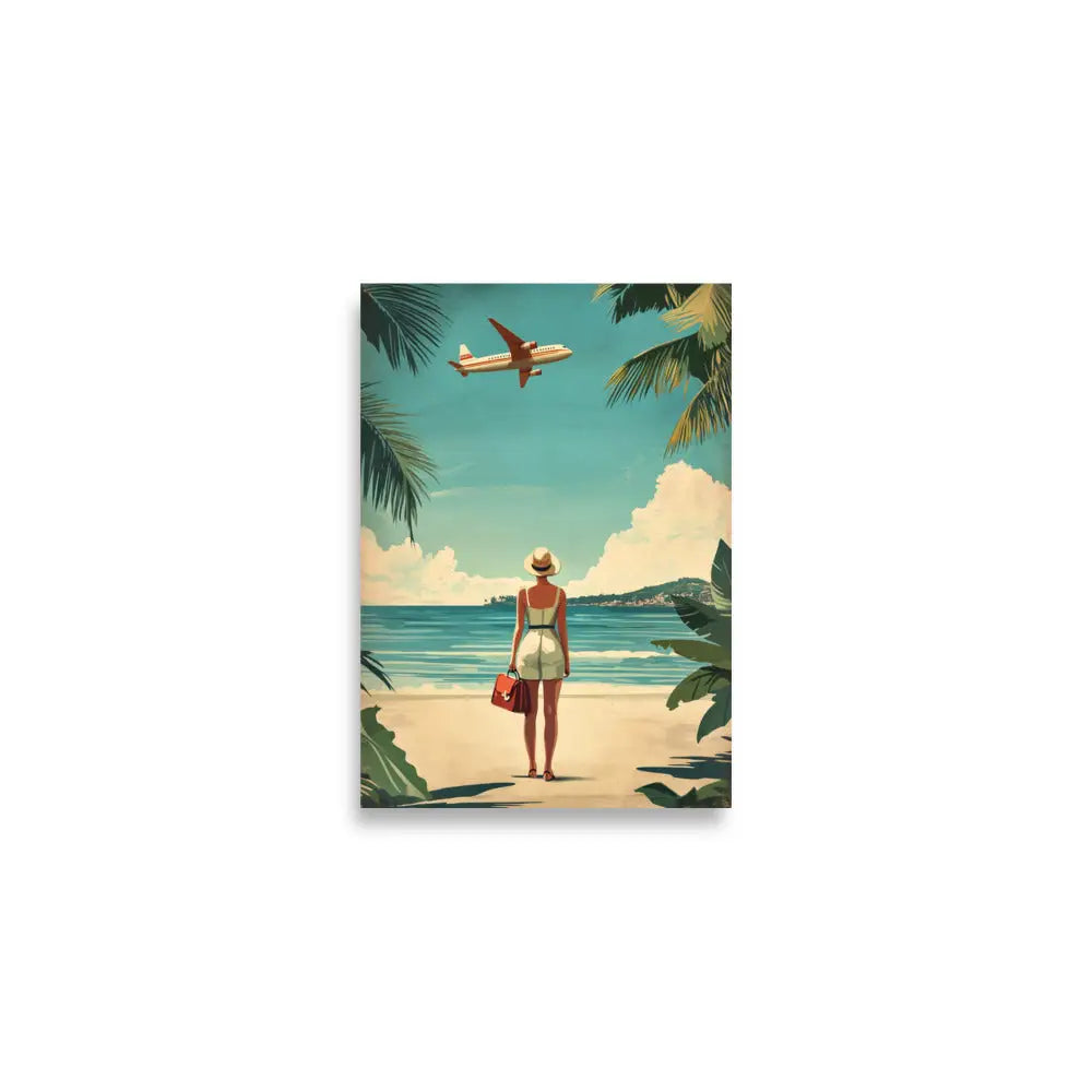 Woman at Beach Vintage Travel Poster - A2 (16.5″×23.3″)